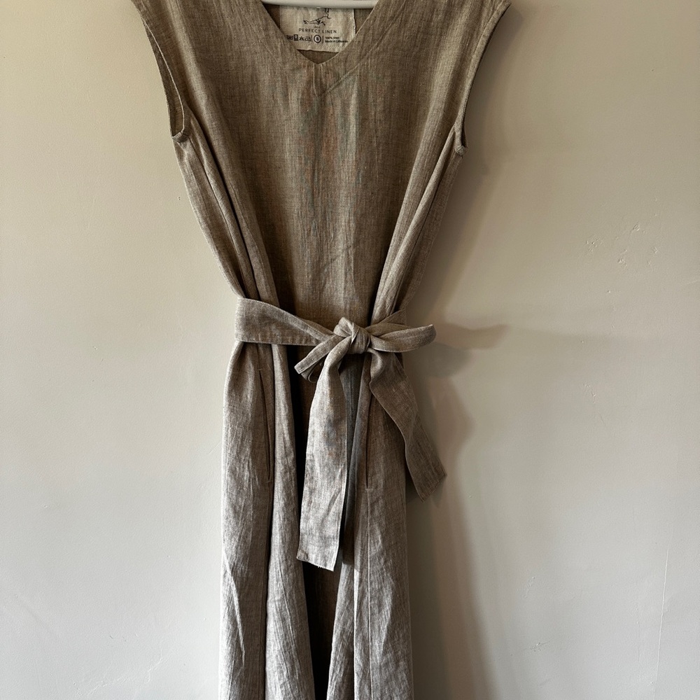 notPERFECTLINEN Brown Sleeveless Midi Sundress
